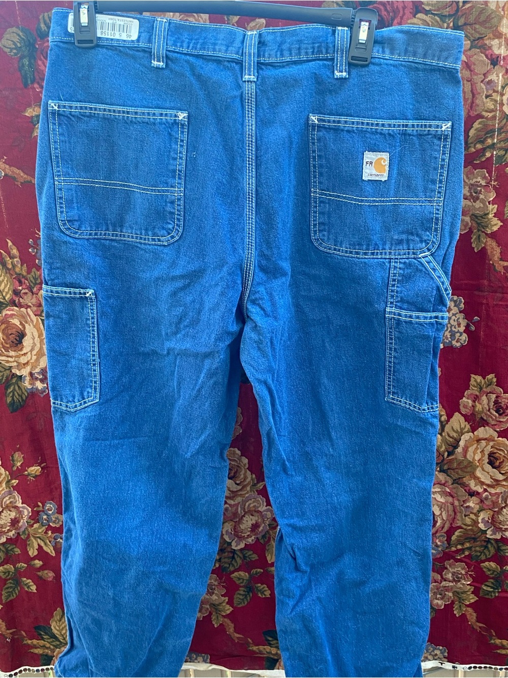 Carhartt Blue Denim Work Jeans with Label Detail